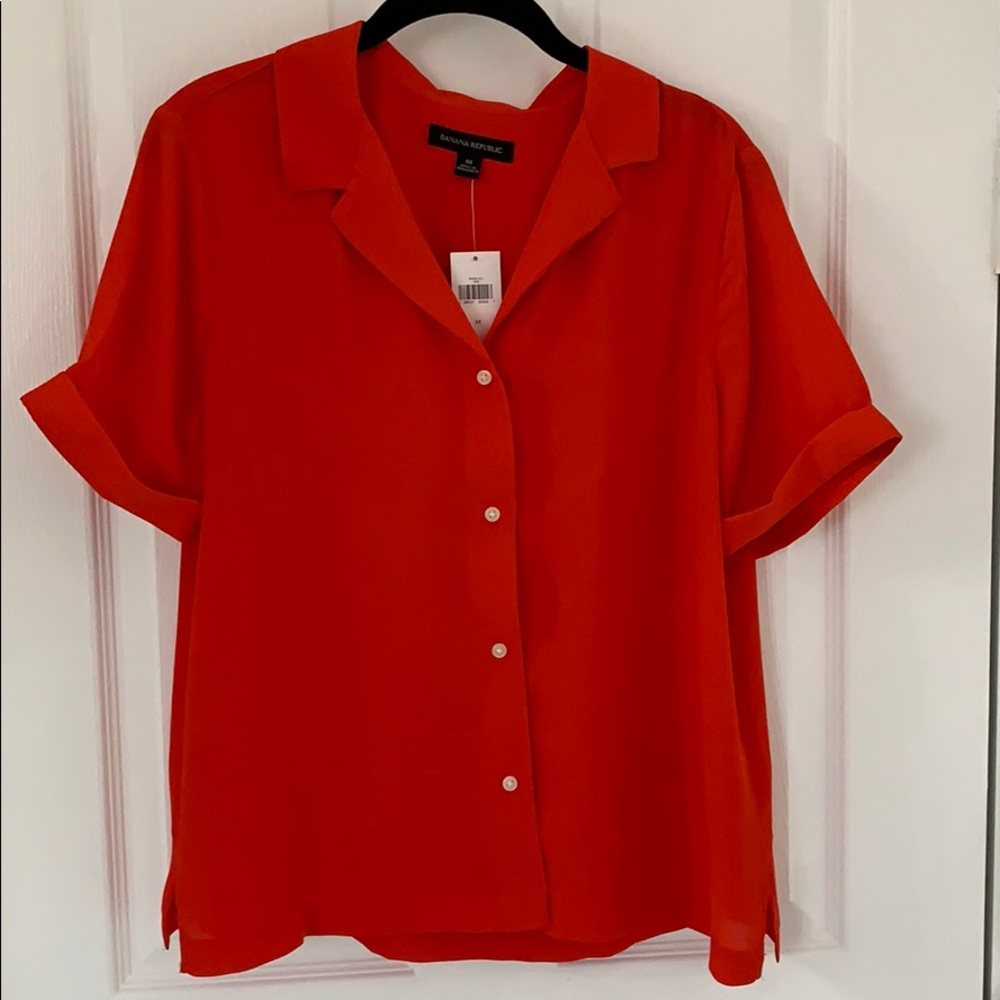 Red button down shirt